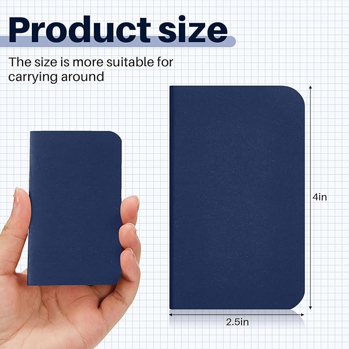 Outus 15 Pcs Mini Pocket Notebook 2.5" x 4" Small Journal Kraft Paper Notepads Bulk Softcover Pocket Notepad Memo Diary Subject Notebooks for Traveler Worker(Blue,Lined Style)