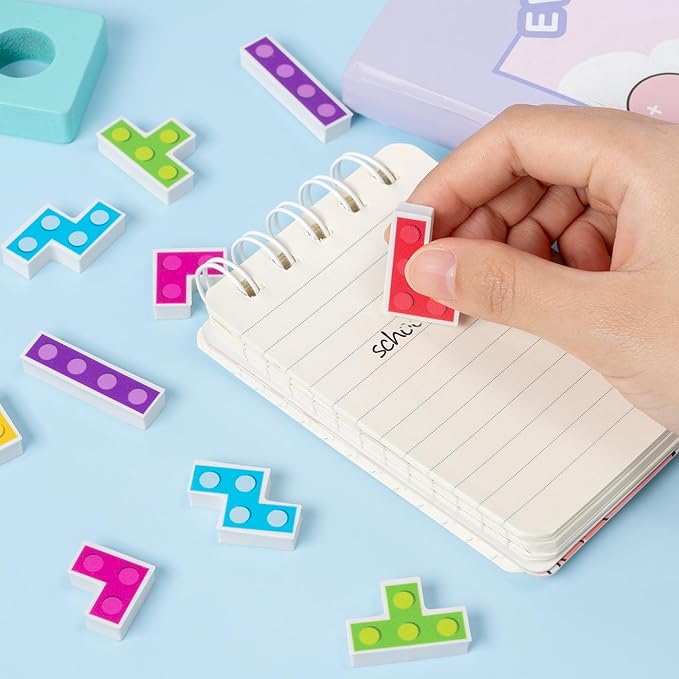 CJiangpo 60Pcs Block Mini Eraser for Kids Bulk - Cute Pencil Rubber Eraser Novelty 3D Desk Puzzle Rubbers Block Birthday Party Favors Filler Kids Back to School Classroom Prizes Gift