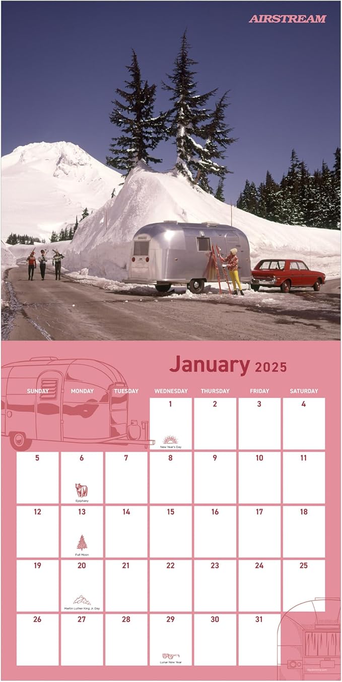 TF PUBLISHING 2025 Airstream: Heritage Wall Calendar Case of 48 - Large Grids for Appointments and Scheduling - Vertical Monthly Wall Calendar 2025 - Premium Matte Paper - 12" x 12"