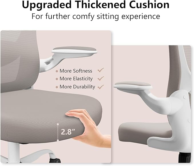 Ergonomic Office Chair, Comfort Swivel Home Office Task Chair, Breathable Mesh Desk Chair, Lumbar Support Computer Chair with Flip-up Arms and Adjustable Height
