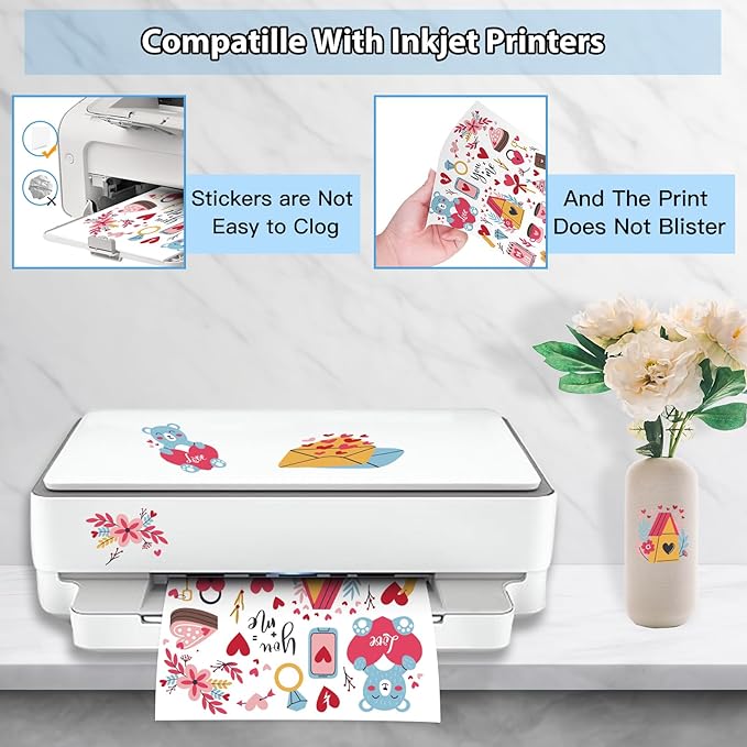 Premium Printable Clear Vinyl Sticker Paper for Inkjet Printers, 60 Sheets Transparent Paper of 8.5x11 "DIY Personalized Self-adhesive Paper That is Tear Resistant, Waterproof Labels,Easy to Cut