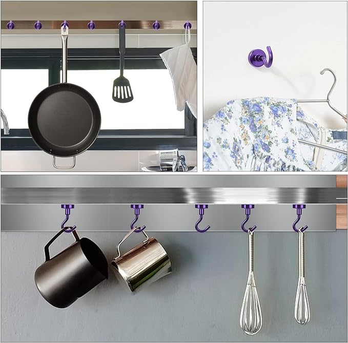 DIYMAG Magnetic Hooks, 30Lbs Strong Heavy Duty Cruise Magnet S-Hooks for Classroom, Fridge, Hanging, Cabins, Grill, Kitchen, Garage, Workplace and Office etc, (15 Pack-Purple)