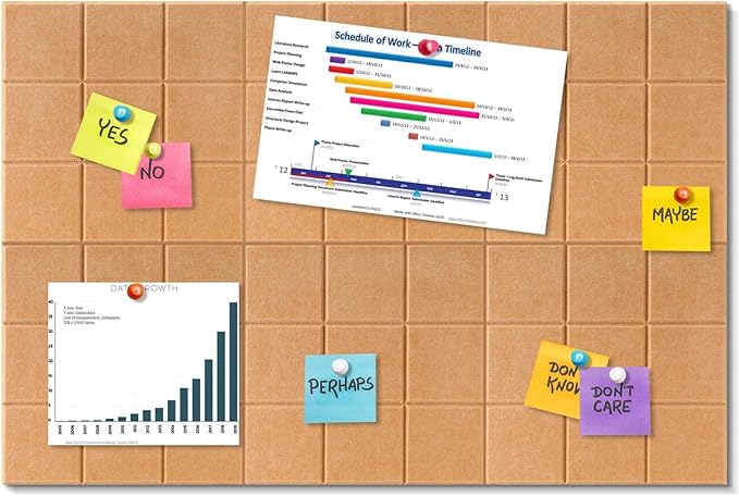 Bulletin Board 6 Pack Large Pin Board 11.8" x 11.8", Felt Board Tiles with 30 Push Pins Alternative to Cork Board for Wall Damage-Free, Self Adhesive Notice Board Memo Board for Home Office