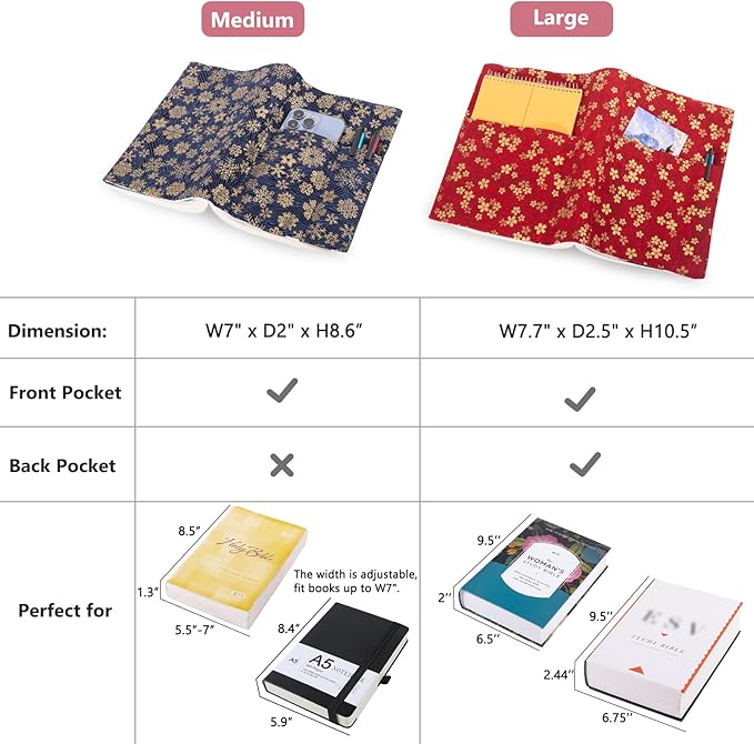 Book Covers with Corner Bookmark - Fabric Dust Jackets for Books - Book Protector for Book Lovers - Book Covers for for Paperbacks,Hardcover,Bibles - Soft Cover Book Sleeve for AA Books