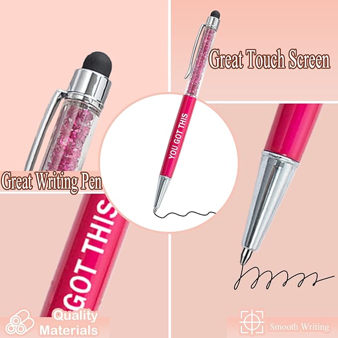 PASISIBICK 12 Pieces Crystal Stylus Employee Appreciation Pens, 2 in 1 Inspirational Greeting Motivational Ballpoint Pens for Christmas Appreciation Gift(12 Colors)