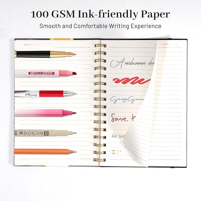 Yoment Spiral Notebook College Ruled A5 Spiral Bound Journal 160 Pages Thick Paper Plastic Hardcover Spiral Notebook 5x7 Wire Bound Notebooks for Note Taking School Office Supplies,Black