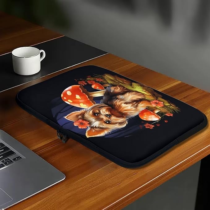 Cute Dog Laptop Sleeve Case for Women Men Mushroom Laptop Protector Durable Computer Sleeve 17 inch Suitable Gifts for Girls Boys Tablet Bag Laptop Accessories Black