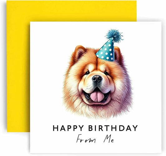 Huxters Birthday Card from the Dog – Chow Chow - Happy Birthday to Dog Mum and Dog Dad – Birthday Card from the Dog to Friends Family First Birthday (Chow Chow)