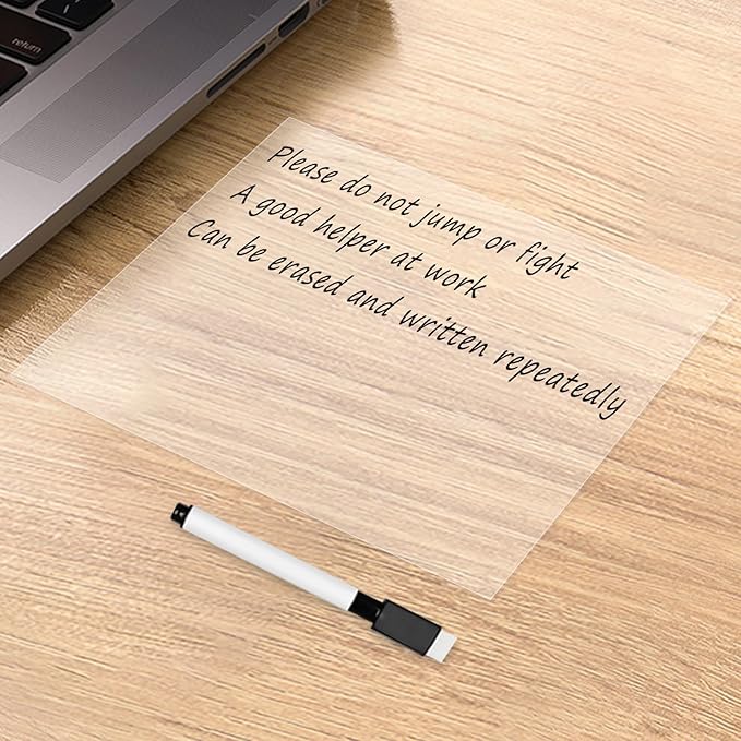 T&W SAME FILM 4 Pcs Dry Erase Board Sticker- Whiteboard Stickers-8.3''x11.7'' Removable Dry Erase Sheets- Fridge Dry Erase Paper for Wall/Desk/Refrigerator/Door/Locker/Home/Office/Classroom (Clear)