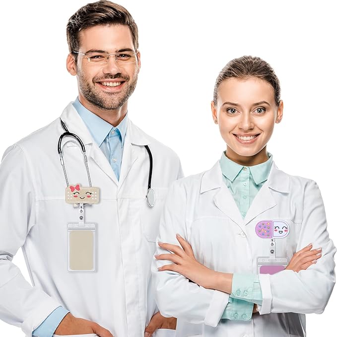 Zonon Nurse Felt Retractable, Pill Bandage Syringe Badge Reels Cute ID Badge Holder with Alligator Clip Nurse Holiday Gifts for Doctor Teacher Student