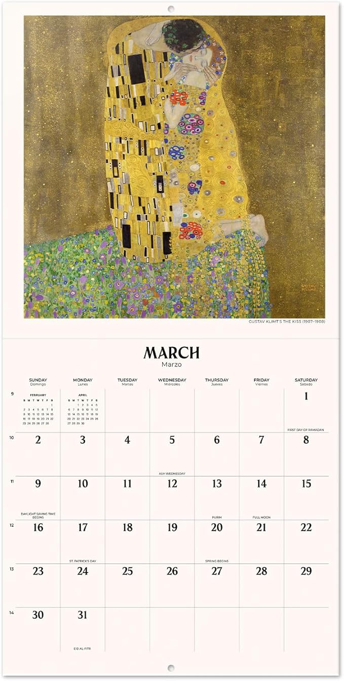 Art Masterpieces Wall Calendar 2025 12" x 12" FSC® Plastic Free - Starts Week On Sunday | Square Wall Calendar | Family Planner Calendar 2025 | Art Calendar 2025