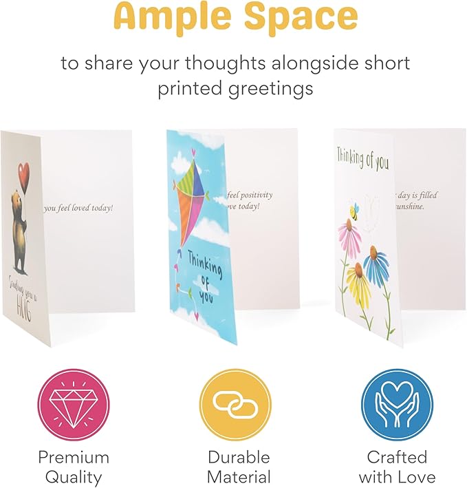 Thinking of You Cards with Envelopes, Set of 24 Large 5x7 Thinking of You Cards Assortment Box with Envelopes and Gold Seals