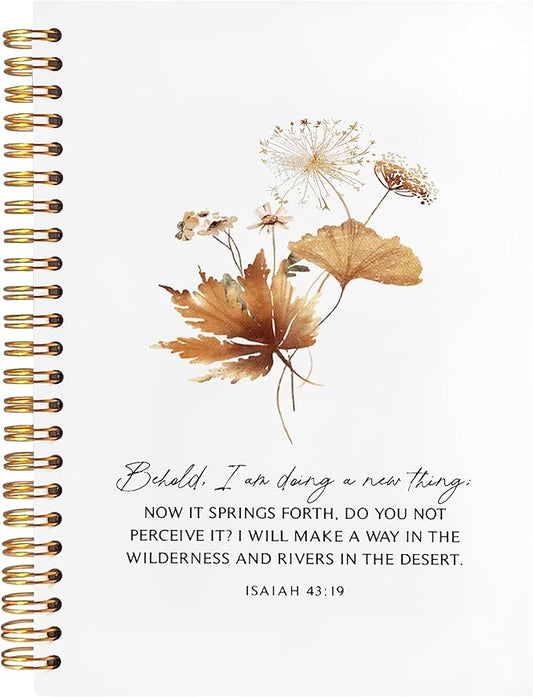 BearCake bible journaling notebook,christian journal bible for women,Bible Notebooks for Note Taking Behold I am Doing a New Thing Floral Christian Notebook bible Journal,Spiral Notebook 5.5x8.3