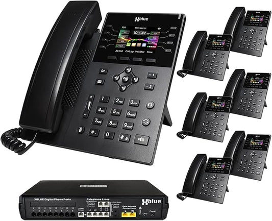 XBLUE X16 Plus VoIP System Bundle with (7) IP8g IP Phones - Including Auto Attendant, Voicemail, Remote Phone Extensions & Call Recording