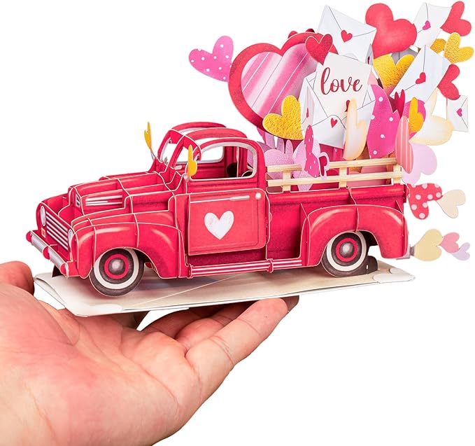 Paper Love 3D Loads of Love Pop Up Card, With Detachable Popup Keepsake, Gift for Birthday, Anniversary, All Occasion - Oversized 10" x 7" Cover - Includes Envelope and Note Tag