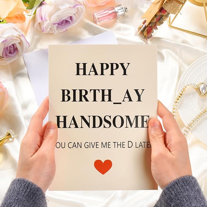 Funny Birthday Card for Husband, Humor Happy Bday Cards for Boyfriend, Naughty Birthday Card Gifts for Men Him with Envelope