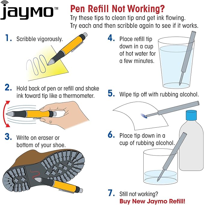 Jaymo Replacement for Parker 1950369 and Bastion - Measures 3.875 in / 98 mm Long - G2 Ballpoint Pen Refill - 48 Black