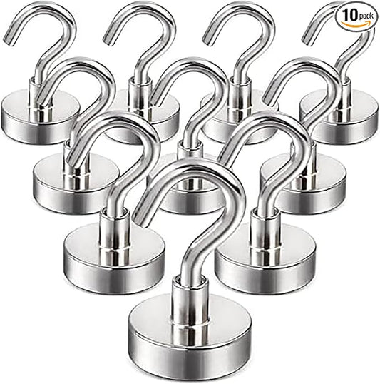DIYMAG Magnetic Hooks, 30Lbs Strong Magnet Hooks for Kitchen, Home, Cruise, Workplace, Office and Garage, Pack of 10