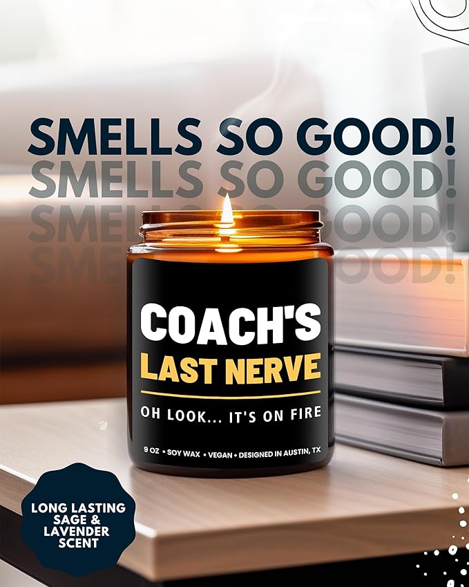 Funny Coach Candle, Coach Gifts for Women & Men, Appreciation Gifts for Coaches, Sports Themed Gift, Coach's Last Nerve, Soccer, Baseball, Volleyball, Basketball, Soccer, Hockey, Christmas, Birthday