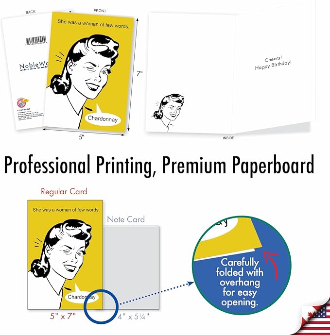 NobleWorks Funny Birthday Paper Card with 5 x 7 Inch Envelope (1 Card) Few Words C3296BDG