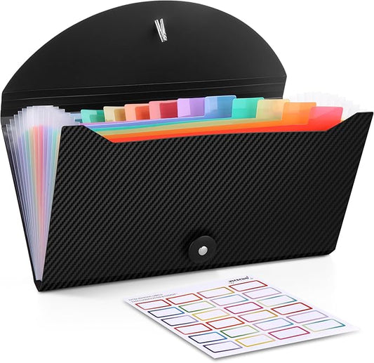 Nicecho Receipt Coupon Organizer, 13 Pockets Small Accordion File Organizer with Labels for Receipt Cards, Bill Business, Coupons Storage, 10.2X 5.1 Inches