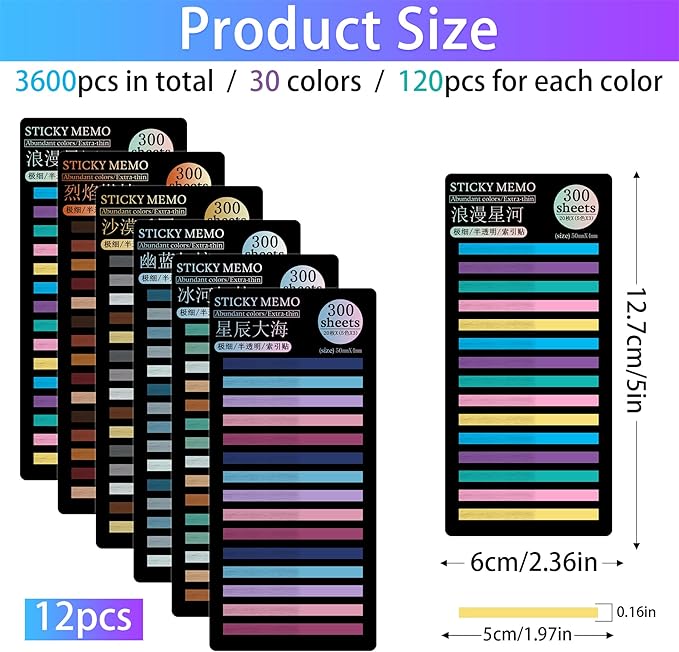 HAUTOCO 3600pcs Transparent Highlighter Tape, Removable Highlighter Strips Sticky Notes for Annotating Books, Morandi Clear Sticky Page Markers Tabs for Office School Aesthetic Study Supplies