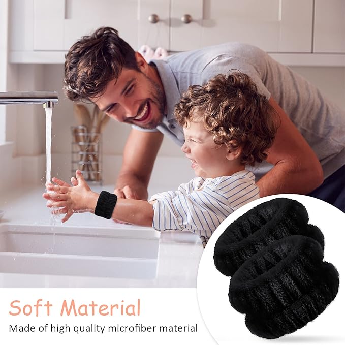 Chuangdi 4 Pairs Wrist Bands for Washing Face Wrist Spa Microfiber Wash Towel Band Scrunchies Absorbent Wristbands Sweatband for Women Prevent Liquid from Spilling