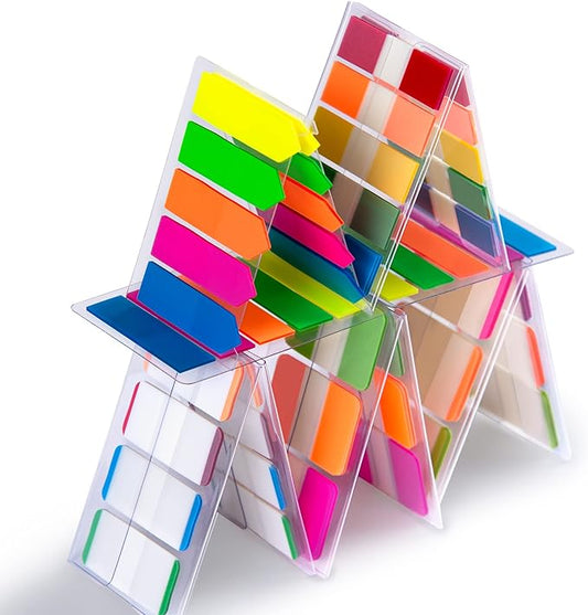 Golcellia Sticky Book Index Tabs, Page Tabs Markers, Sticky Notes Tabs 1080 Pieces(6 Styles, 25 Colors) Annotation Tabs, Book Annotation Supplies Study Pack