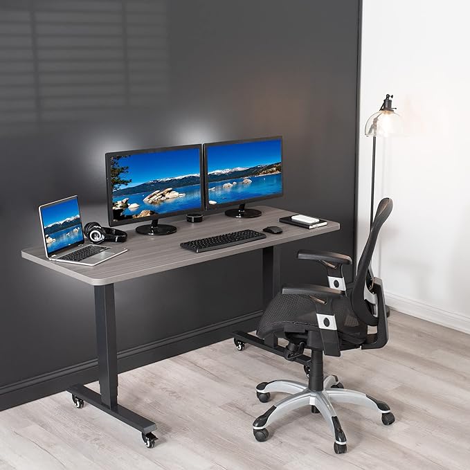 VIVO Dark Gray 60 x 24 inch Universal Solid One-Piece Table Top for Standard and Sit to Stand Height Adjustable Home and Office Desk Frames, DESK-TOP60G