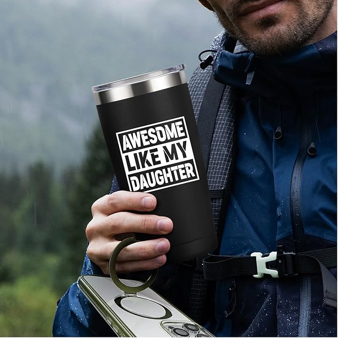 Dad Gifts from Daughter, Dad Birthday Gift, Fathers Day Christmas Birthday Gifts for Dad, Cool Gifts for Dad, 20oz Stainless Steel Insulated Dad Tumbler, Black