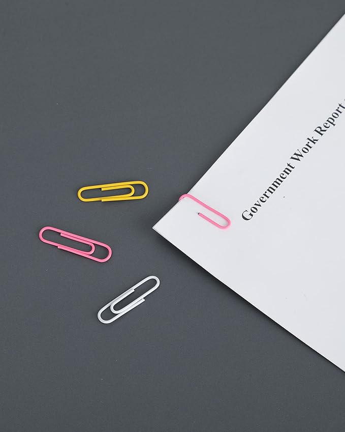 PAPERPAL Colorful Vinyl Coated Paper Clips, 540 Paperclips Per Box Jumbo & #1 Sizes Assorted Color, Office School & Personal Use, Daily DIY, Large & Medium Size (2" & 1-2/7") Paper Clip, Rainbow Pack