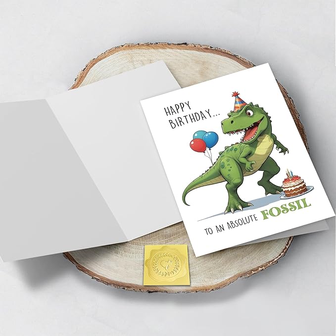 Dinosaur Birthday Card for Him Her, Funny Birthday for Men Women, Happy Birthday to An Absolute Fossil
