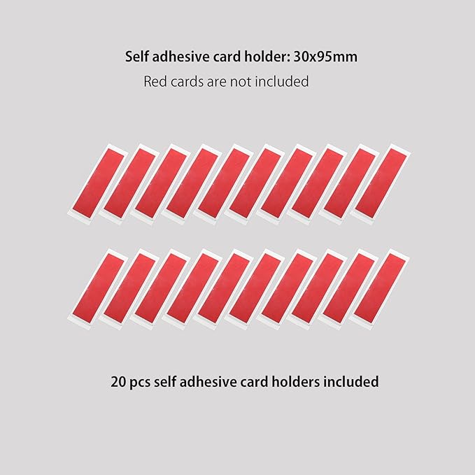 Clear Adhesive Pockets Sleeves,Plastic Self Adhesive Label Holders Pockets Holder for Index Cards Planners Cabinets Shelves (1.18"x3.74"(30x95mm)-20PCS)