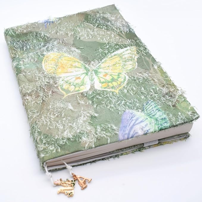 BLBMH Butterfly Book Covers for Paperbacks Adjustable Fabric Book Sleeve Cover Protector Fit for 5.5x8.5 inch Hardcover Softcover Book Novels Notebook Bible - Green
