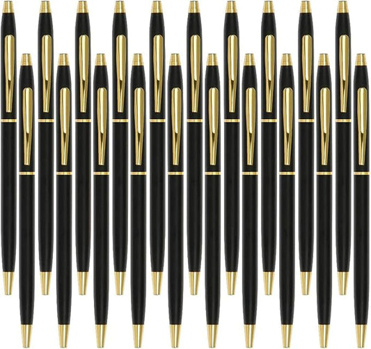 Cambond Black Pens Ballpoint Pen - Bulk Black Ink 1.0 mm Medium Point Smooth Writing for Men Women Police Uniform Office Business, 20 Pack (Black)