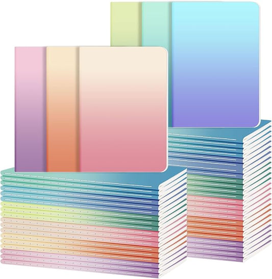 Ddaowanx Notebooks, Journals in Bulk, Blank Paper Sketchbooks, 72 Pages, 36 Sheets, 80GSM, 8.3x5.5 Inch, A5 Size, Travel Writing Notebooks Journal for Office School Supplies (Blank-48pack, Gradient)