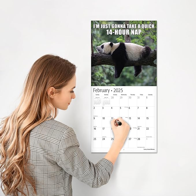 RED EMBER Funny Animal Memes 2025 Wall Calendar 12 Month | 12" x 24" Open | Thick & Sturdy Paper | Giftable | Calendar 2025