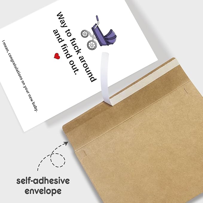 Funny Baby Shower Card for Girl Boy, Lovely New Baby Congratulations Card, Congrats on Pregnancy Card for New Mom Dad Parents, Way to F Around and Find Out