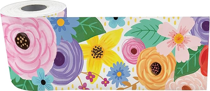 Teacher Created Resources Wildflowers Straight Rolled Border Trim - 50ft - Decorate Bulletin Boards, Walls, Desks, Windows, Doors, Lockers, Schools, Classrooms, Homeschool & Offices
