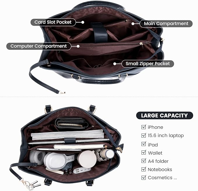 LOVEVOOK Laptop Bag for Women, 15.6 inch Laptop Tote Work Teacher Bags Cancas Computer Shoulder Bag,Blue/Blue-Green/Sky Blue