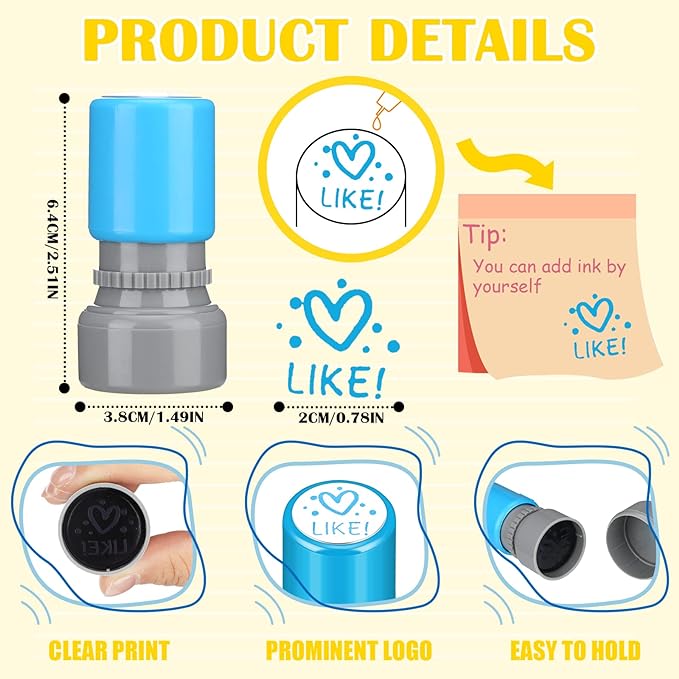 Yinder 24 Pcs Teacher Stamps for Classroom Self Inking Classroom Stamps Bulk for Teachers Elementary Colorful Motivational Encouraging Gifts(Cute)