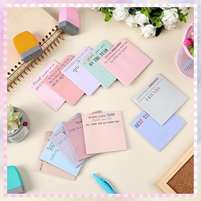 Yinder 24 Pcs Team Sticky Notes Team Appreciation Gifts Bulk Employee Coworker Inspirational Sticky Notes Pad Appreciation Gifts for Teacher Nurse Office Supplies 3 x 3''(Aesthetics,Appreciation)