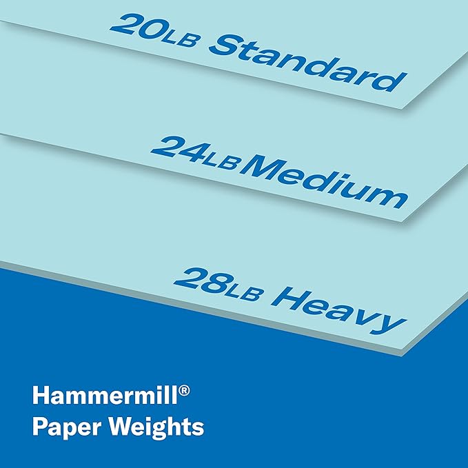 Hammermill Colored Paper, 24 lb Blue Printer Paper, 8.5 x 11-1 Ream (500 Sheets) - Made in the USA, Pastel Paper, 103671R