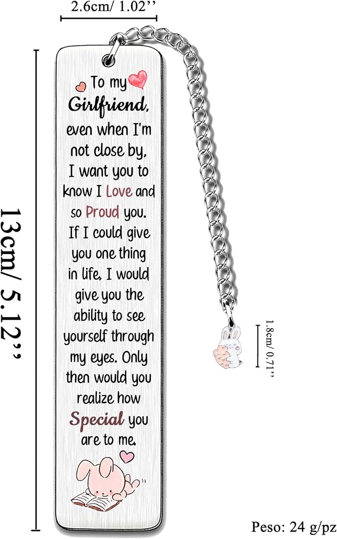 Girlfriend Bookmarks Birthday Gift Woman Christmas Encourage Bookmark Valentines Day Distance Miss You Rabbit Present Appreciate Engagement Love Reminder Keepsakes Sweet I Love Proud of You for Her