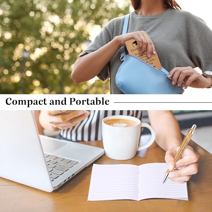 Kosiz 60 Pcs Graduation Gifts Motivational Mini Journal Inspirational Bamboo Pen Kraft Notebooks Bulk Wooden Retractable Ballpoint Pen for Class of 2025 College Gifts (Wooden)