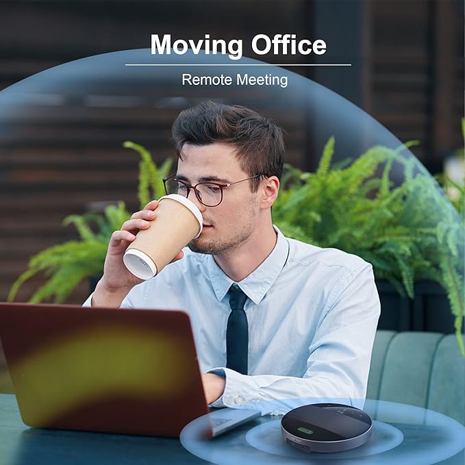 Bluetooth Conference Speaker and Microphone， Wireless Lound Speakerphone Portable for Car and Computer Home Office, Two Way Voice Clear, Compatible with Zoom, Teams, Skype