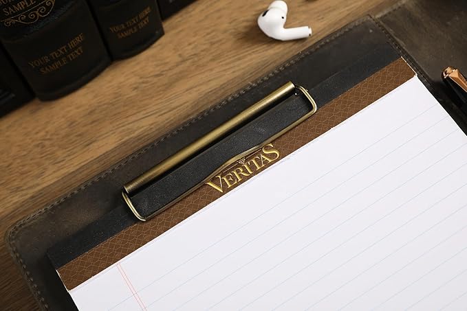 Personalized Leather Portfolio for Lefty, Engraved Leather Clipboard Portfolio Binder, Custom Leather Padfolio Leather Legal Portfolio, Christmas Gift for Him/Her (Clipboard, Grey-Custom)