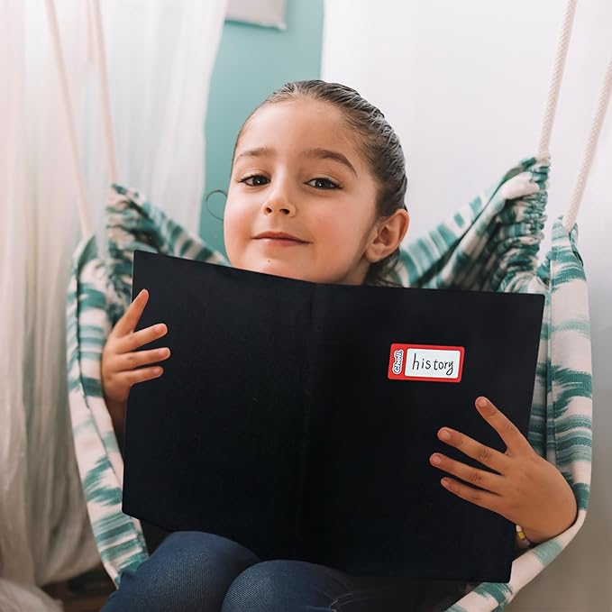 Chell Black Fabric Jumbo Book Covers 9"x11", Book Sox Up to 10"x12.5", Textbook Covers, Stretchable and Reusable Book Protector, Pack of 6