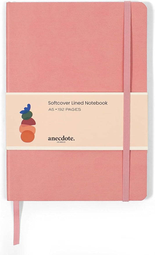 Softcover Ruled Journal with Thick 80 gsm Lined Cream Paper A5 size (8.3 inches x 5.4 inches) - Daily Writing Notebook Journal for Travel, School and Office Use - Diary Journal for Women and Men - Blush Pink