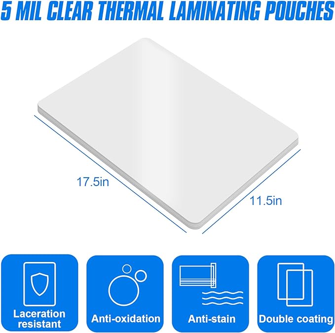 HERKKA 200 Pack Laminating Pouches, Hold 11 x 17 Inch Sheet, 5 Mil Clear Thermal Laminating Paper 11.5 x 17.5 Inch, Round Corner